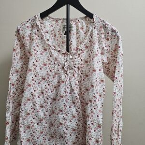 Bit & Bridle Floral Corduroy Peasant Top Medium Western Boho Cottagecore